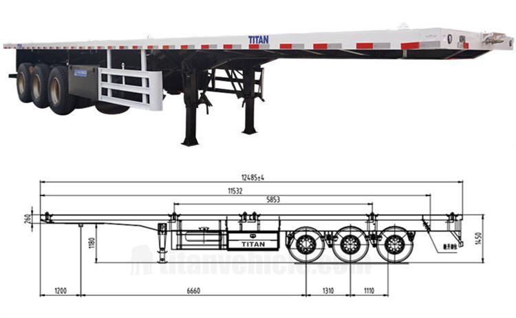 Tri Axle 40 Foot Container Flat Bed Truck Trailer for Sale