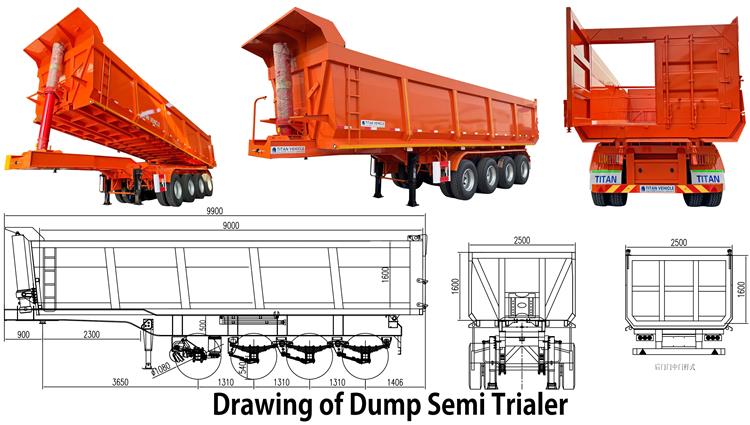 4 Axle Hydraulic Semi Dump Trailer Prices for Sale In Santo Domingo Dominican