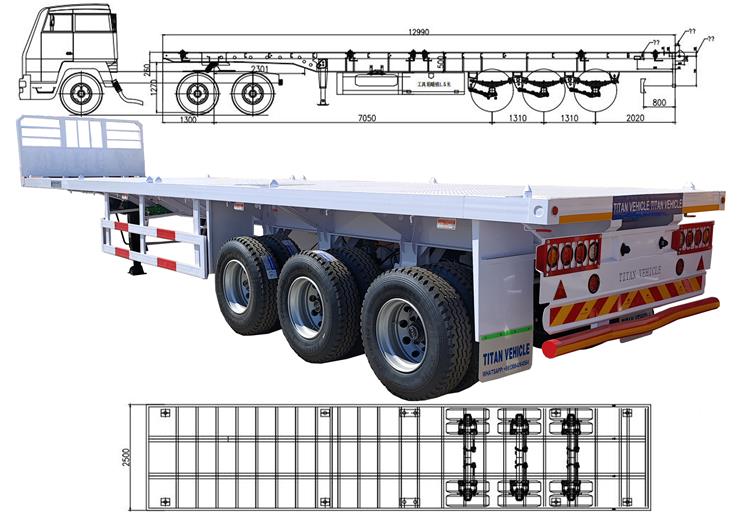 Triple Axle Shipping Flatbed Container Trailer for Sale In Saudi Arabia